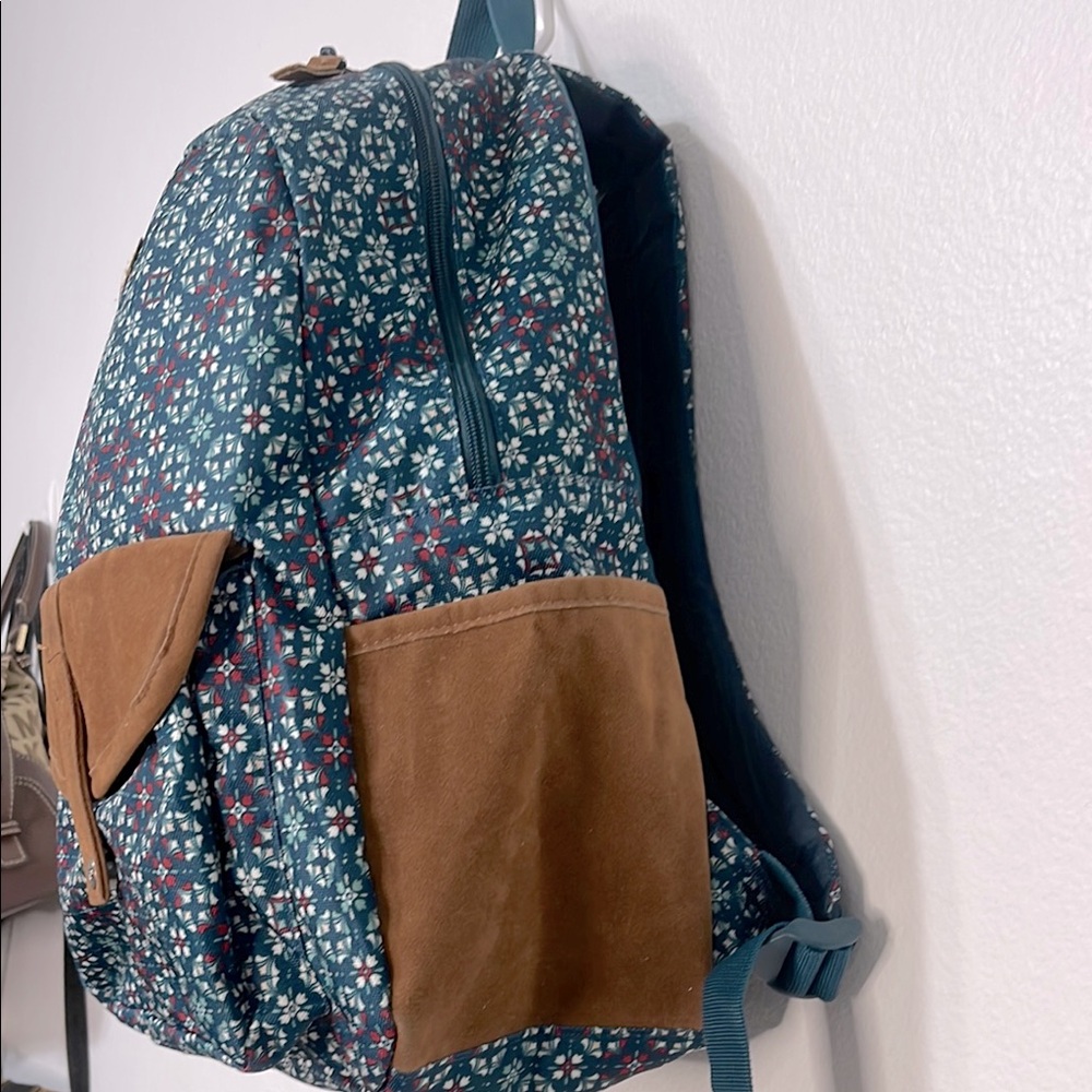 Roxy Blue and Brown Geometric Pattern Backpack EU… - image 2